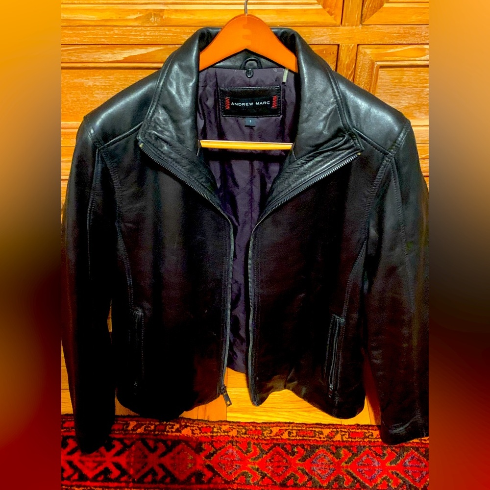 Leather jacket with fur lining
